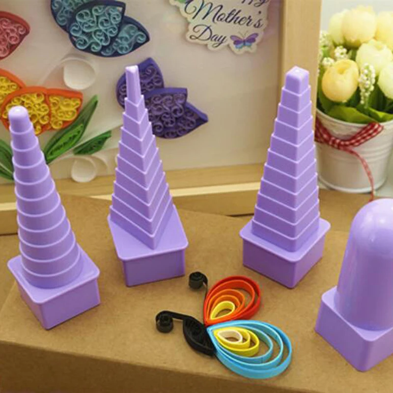 

1 Set Handmade Paper Craft Tool Purple Tower Shape Winding Device DIY Paper Quilling Paper Folding