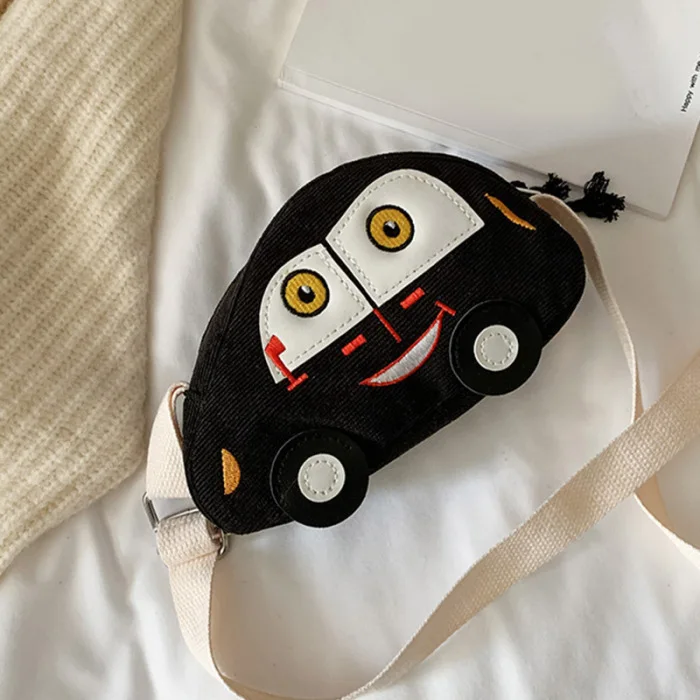 Kids Corduroy Single-Shoulder Bag Cute Mini Car Shape Messenger Handbag H66