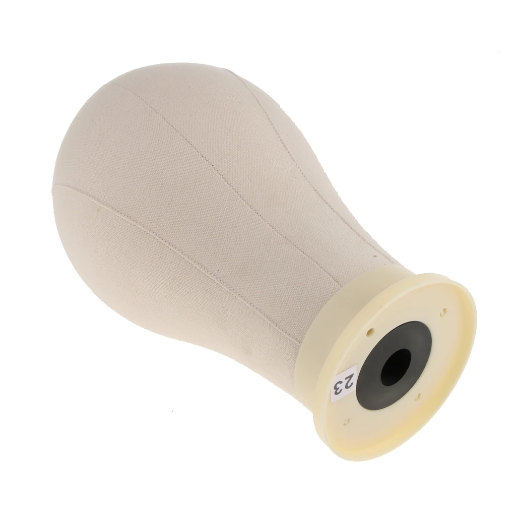 Canvas  Block Mannequin Head Hair Wig Making Hat Display Doll with Mount Hole Circumference 23'' Height 13.7''