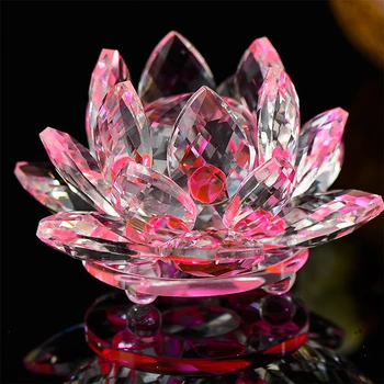 

Crystal Lotus Flower 80mm-200mm Crafts Glass Paperweight Ornaments Decoration 1pc Feng Shui Decor Collections