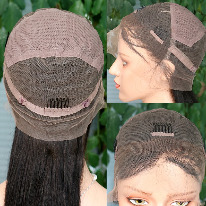 Gluess полный шнурок человеческих волос парики для женщин бразильские Remy прямые волосы парик натуральный черный предварительно сорвал с