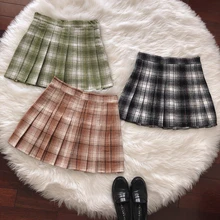 Японская женская униформа JK Милая клетчатая юбка Студенческая юная девушка осень зима Vintag шерстяные плотные плиссированные юбки консервативный стиль