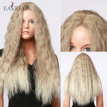 

EASIHAIR Long Wave Ombre Blonde Natural Hair Wigs for Women Synthetic Hairline Part Lace Wigs Heat Resistant Cosplay Wig
