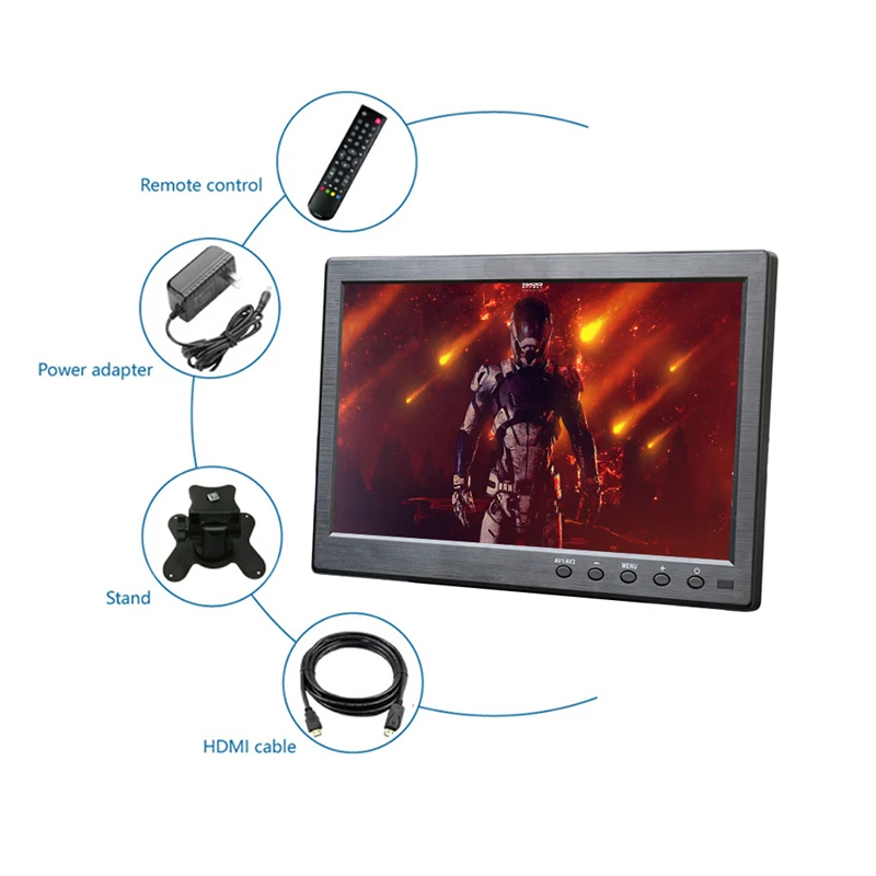 Портативный монитор 10 1 дюйма 1366x768 с VGA HDMI BNC USB входом для PS3/PS4 XBOX360 Raspberry Pi Windows 7 8