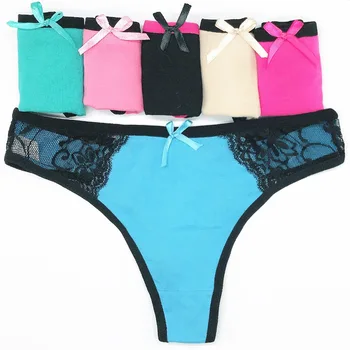 

women's patchwork mesh lace g-string underwear thin cozy sexy thong panties intimate breathable briefs ladies bow underpants