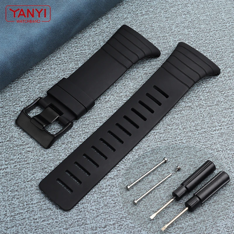 Enhanced Silicone Watch Band - Durable Rubber Strap Wristband with Free Tools (25mm)