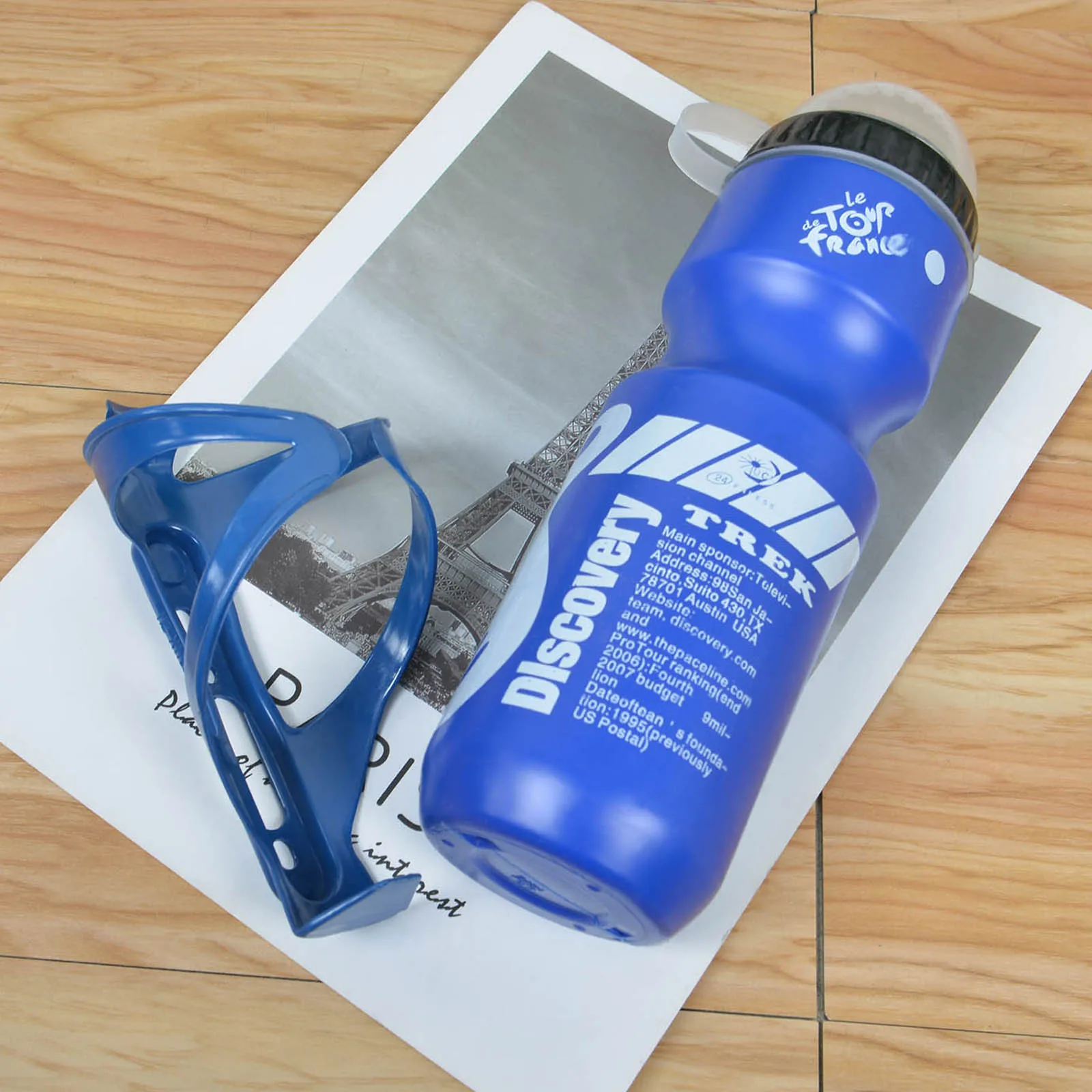 750ML Mountain Bike Bicycle Cycling Water Drink Bottle+Holder Cage Outdoor Sports Plastic Portable Kettle Water Bottle Drinkware