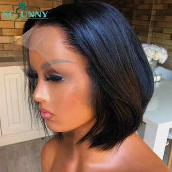 

Short Bob 360 Lace Frontal Wig Pre Plucked Glueless Closure Wig Straight 13x4 Lace Front Human Hair Wigs Remy Peruvian xcsunny