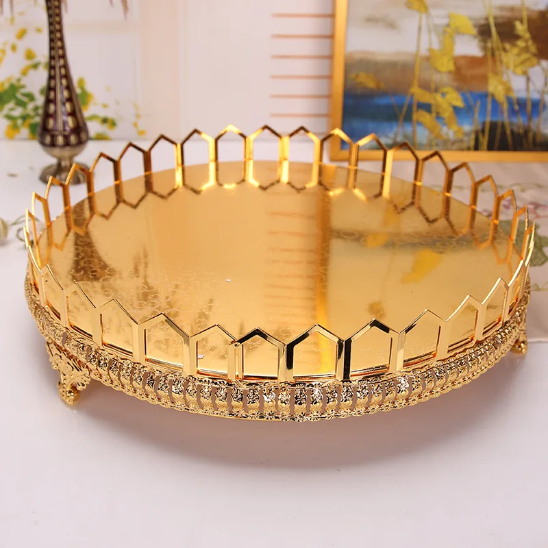 

European High-end Metal Plate, Home Decoration, Fruit Plate, Golden Snacks, Dessert Table, Cake Tray, Party Wedding Decoration