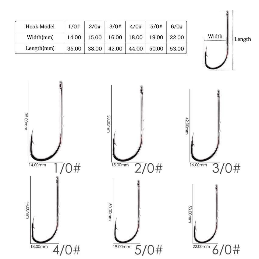 Long Shank Hooks For Fishing 100pcs 1/0#-6/0# High Carbon Steel Sharp  Barbed Offset Narrow Bait Hook Fishing Tackle Accessories