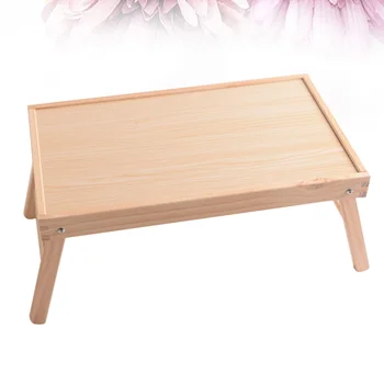 

1pc Multifunction Portable Solid Wooden Bed Laptop Desk Foldable Serving Table for Tea Study Breakfast (Wood Color)