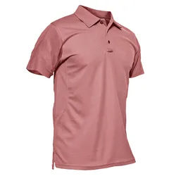 Vibrant Summer Polo Tee - Men's Quick Dry Short Sleeve T - Shirt in Army Green - CN XL(US L) (Gray Pink)
