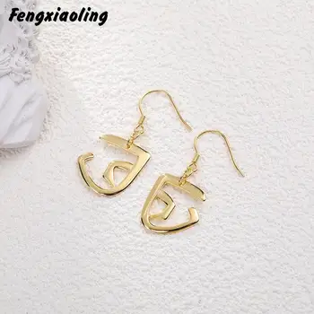 

Fengxiaoling New Fashion 925 Sterling Silver Frosty Style Geometric Distorted Drop Earrings For Women Fine Jewelry