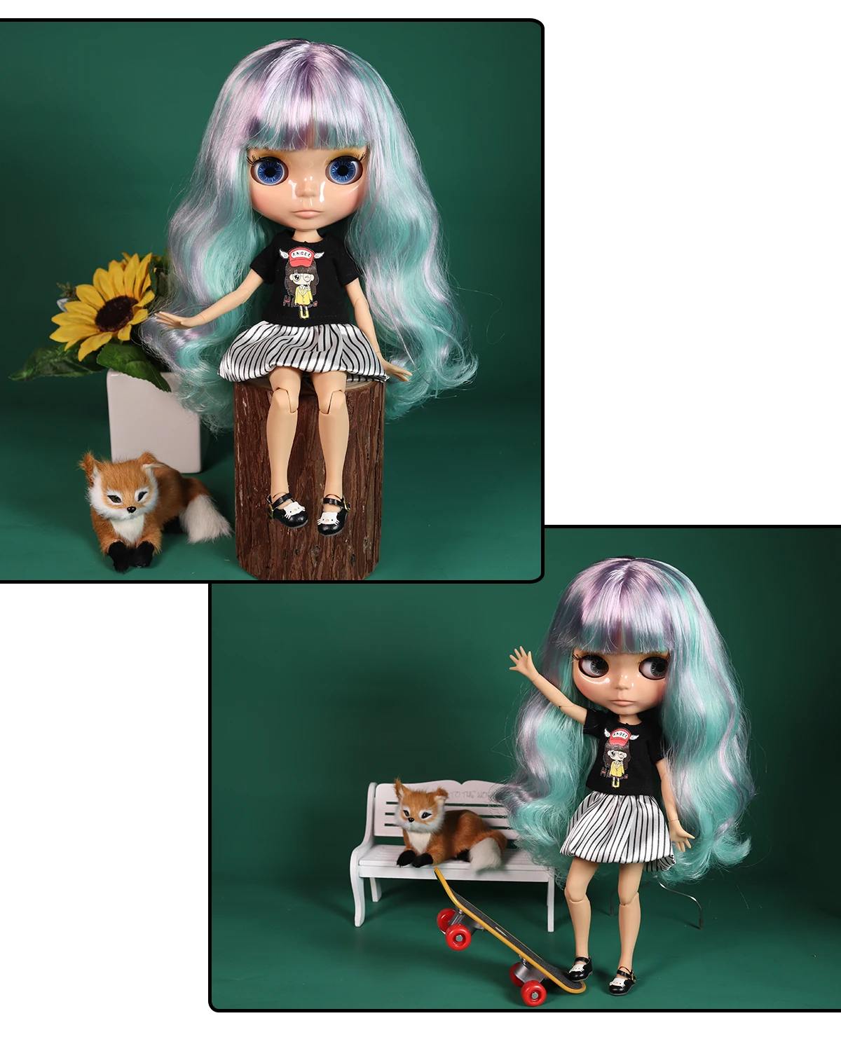 Dolly – Premium Custom Neo Blythe Doll with Multi-Color Hair, Tan Skin & Shiny Cute Face 1