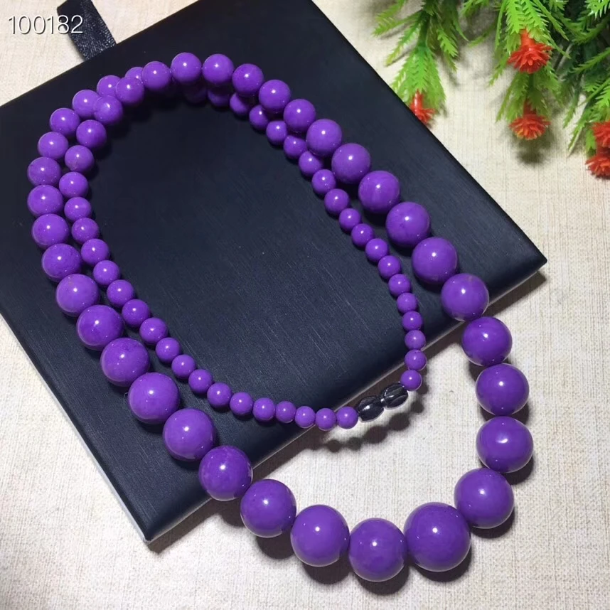

Genuine Natural Purple Phosphosiderite Rare Gemstone Natural Round Beads Women Necklace Fashion Rare Stone 5-14mm AAAAA