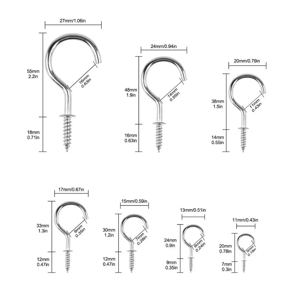 OOK 7/8-inch Nickel Cup Hooks - 8pcs