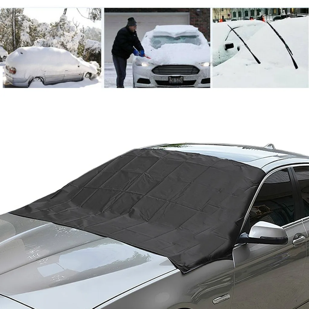 Car Windscreen Cover,2pcs Car Rear Windshield Magnetic Snow Cover with Two Mirror Covers and Magnets,Universal Snow Frost Sun UV Water Resistant Thick Front and Back Windscreen Protector Cover