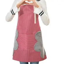 Кухонный бытовой водонепроницаемый маслостойкий женский фартук в полоску без рукавов Регулируемый стираемый ручной Водонепроницаемый Фартук T4MB