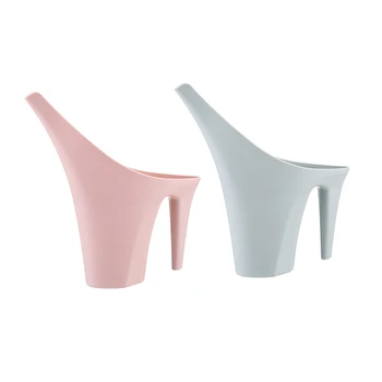 

2Pcs Plastic Flower Watering Can Watering Kettle Home Garden Patio Irrigation Watering Pot Long Mouth - Green & Pink