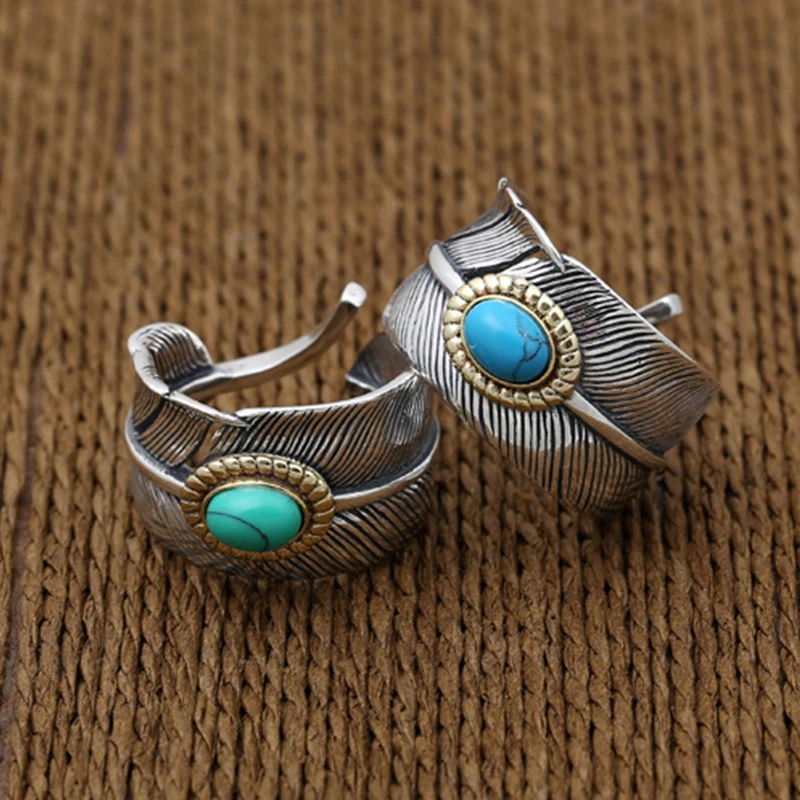 925 пробы Серебряные ювелирные изделия Goros кольца Орел кольцо с перьями отверстие