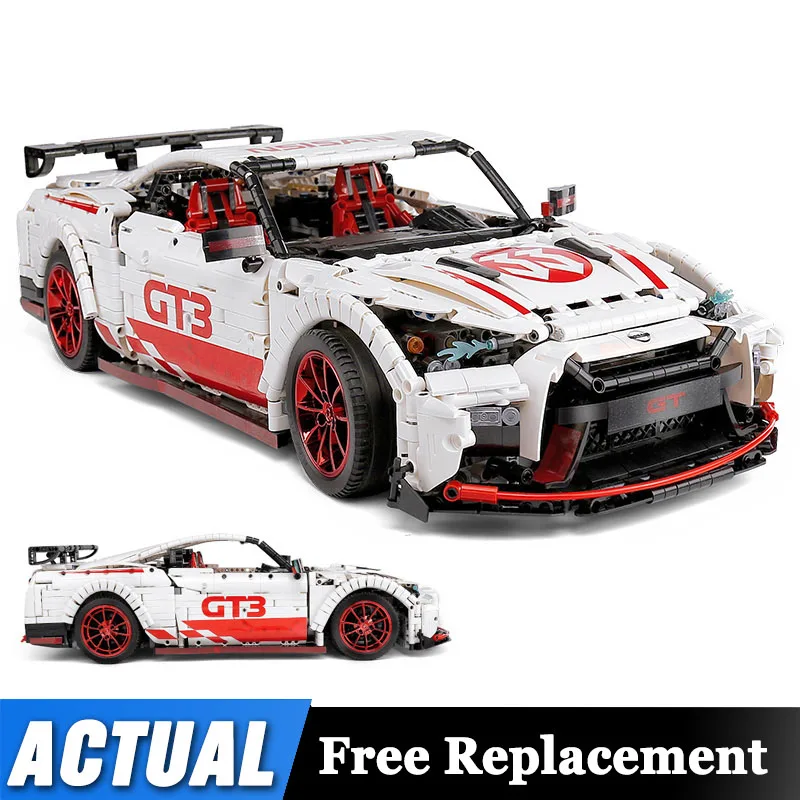 Технический электрический автомобиль Nissan GTR GT3 на батарейках совместимый со