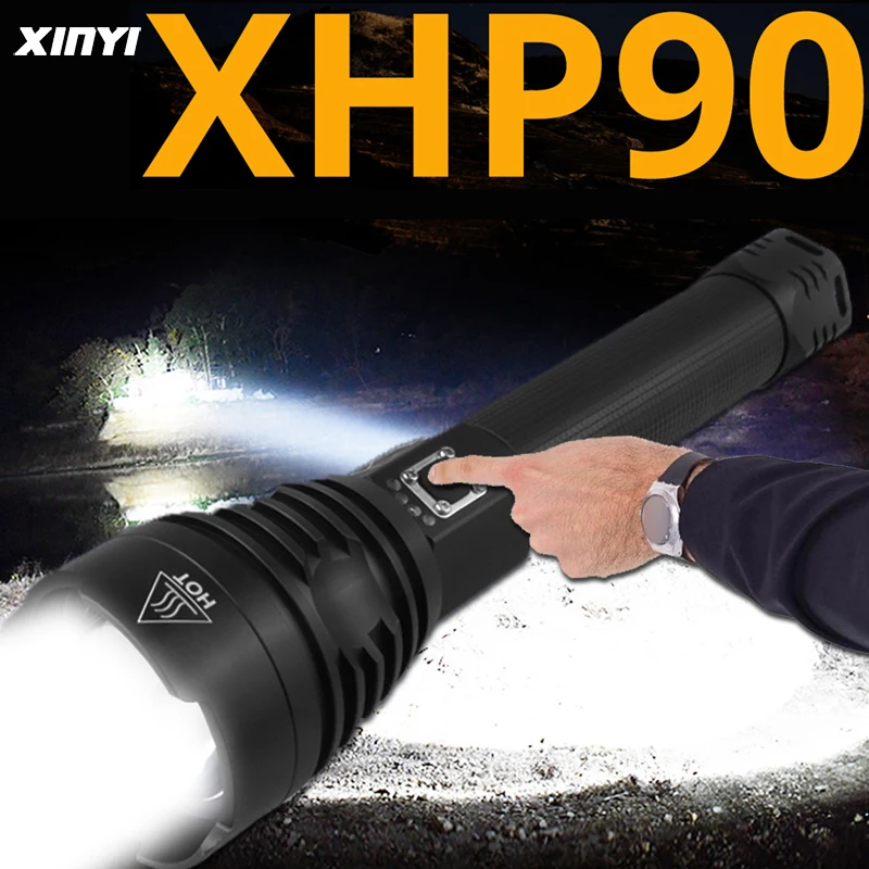 Самый мощный светодиодный фонарик XHP90 18650 лм тактический Водонепроницаемый 3