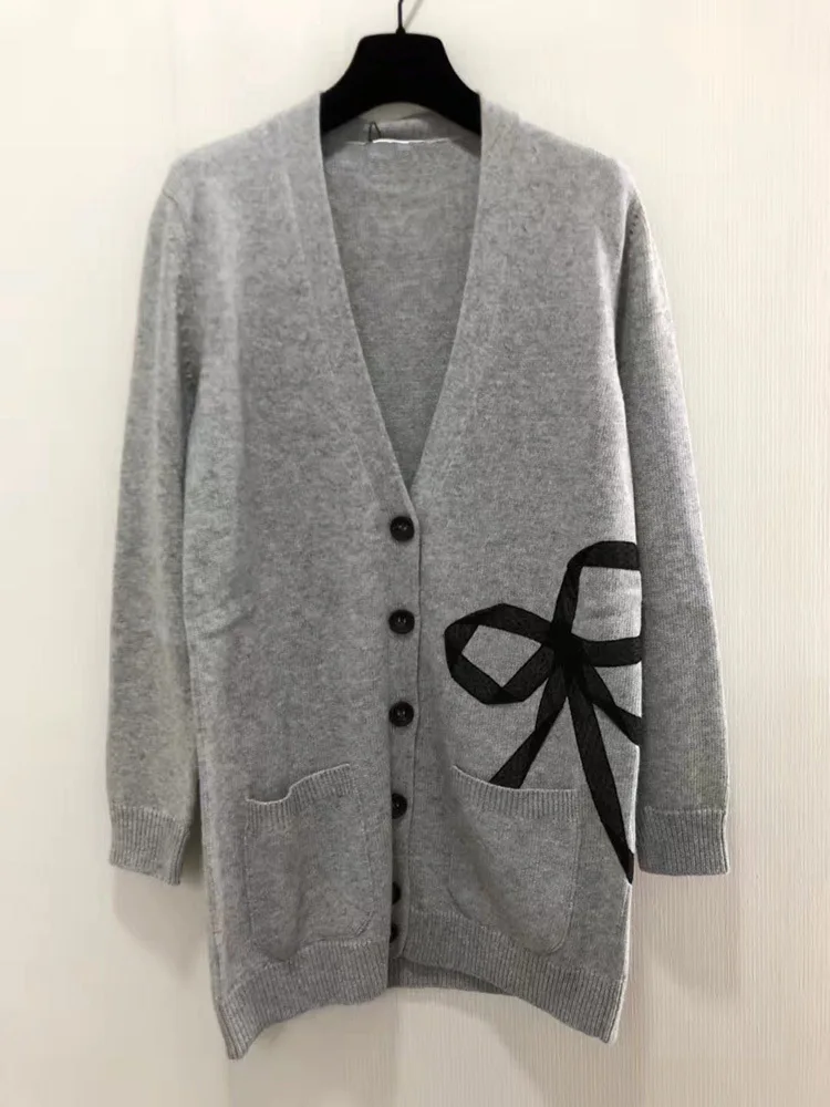 

18 Lady Lace Bow Wool Knitting Long Cardigan Qr3ka0j 81077