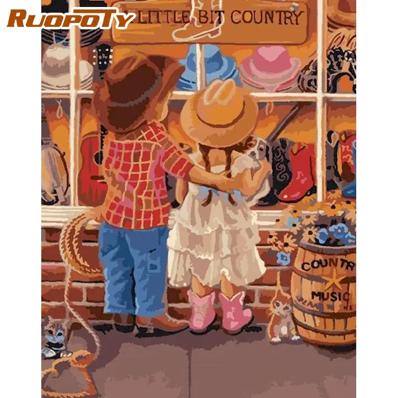 

RUOPOTY Frame Diy Painting By Numbers Childs Paint By Number Figure Handpainted Wall Decor Frame Artwork Gift