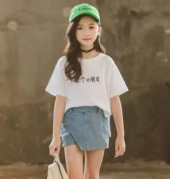 

Summer Girls Clothes Set Children Tracksuit T-shirt & Denim Shorts for Kids Girls Casual Clothing Suit Outfits 6 8 10 12 Years