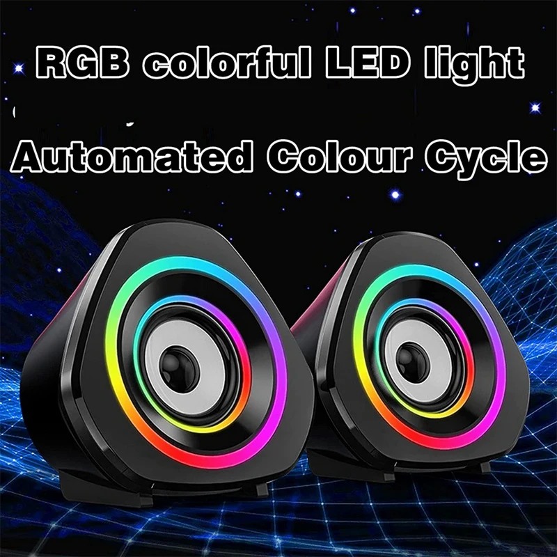 Computer Speakers PC Desktop Laptop Speakers RGB Light USB Powered Volume Control for PC/Laptops/Desktops/Game Machine_voghion.com