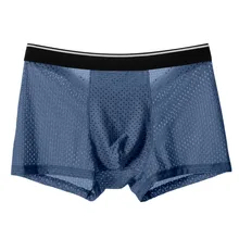 

Men Modal Cotton Underwear More Breathable Mesh Sexy Bulge Pouch Transparent Oversize Boxer Briefs Panties