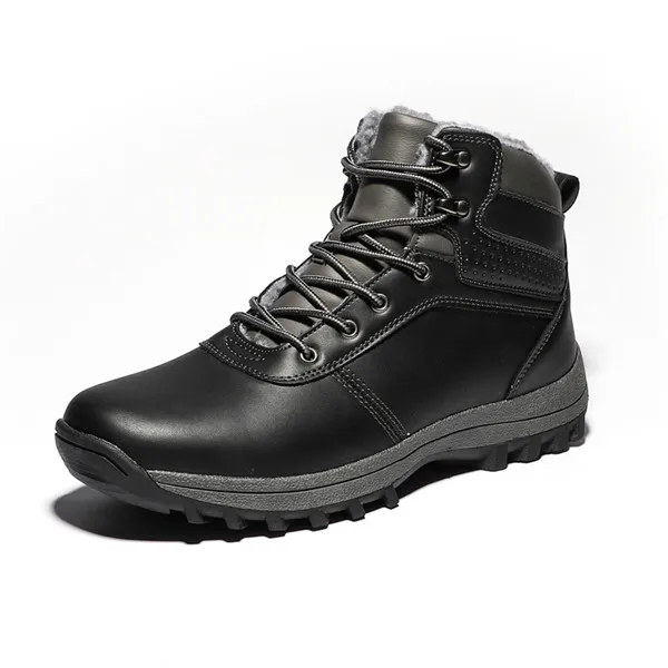 Ankle boots men black large size 11 winter boots men shoes warm fur snow boots men wear-resistant adult male tennis - Цвет: Черный
