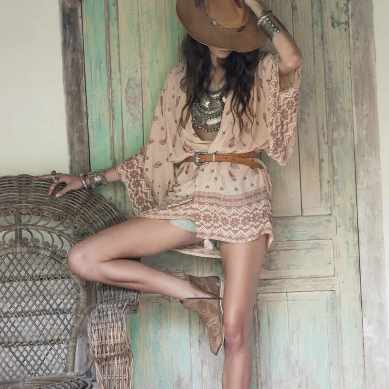 Boho женский кружевной Цветочный кардиган, Пляжное длинное платье, накидка, сексуальное бикини, накидка, солнцезащитное кимоно, кардиган, шифон, пляжная одежда