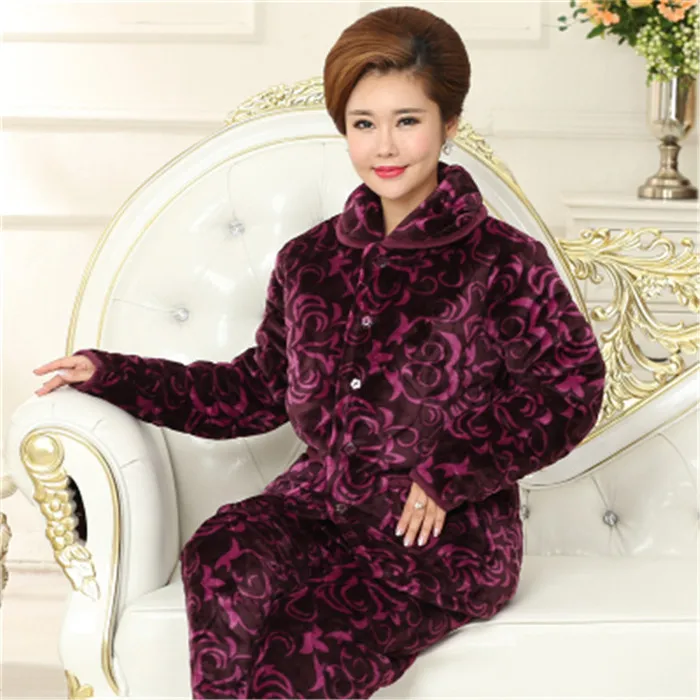 Middle-aged Pajamas Winter Warm Coat Suit Cotton Large Size  Multicolor Cotton Winter Pajamas Winter Home Service A923 silk pajamas for women