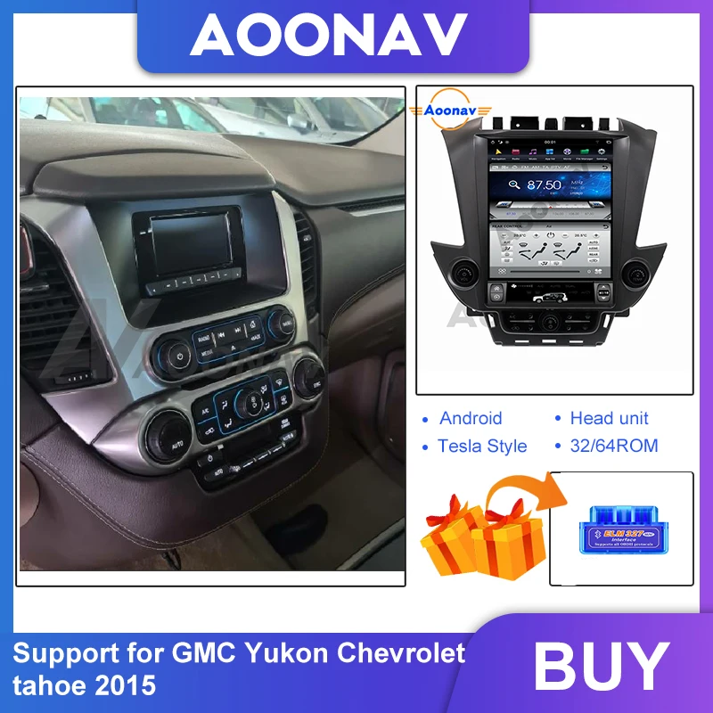 

Tesla Style Andriod Vertical Screen Car Radio For GMC For Yukon For Chevrolet Tahoe 2015-2018 GPS Navigation Video Player