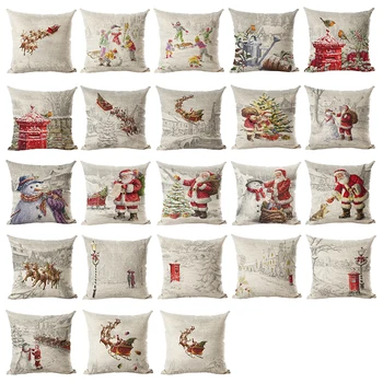 

Newest Home Decor Cushion Cover Christmas Printed Throw Pillowcase pattern Mailbox and two bird