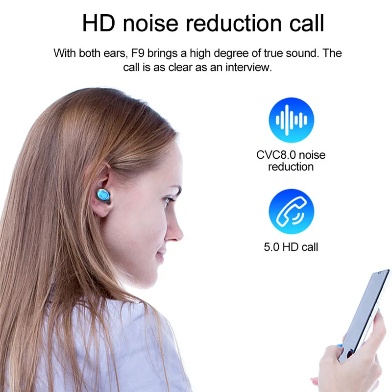 XVIDA F9 7 TWS touch bluetooth 5 0 headset with C LED indicator wireless earphone mini sport earbuds for charging smartphone