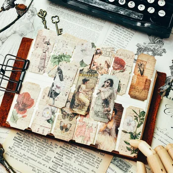 

70pcs/lot Retro Lady Plant Stamp Tag Sticker Decor Scrapbooking Vintage Bill Receipt Flower Memo Handmade BulletJournal Material