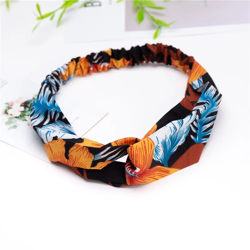 Hfb1b5990e3c64b9b8e772df91298629f1 Fashion Cross Knot Headbands Flower Print Elastic Hair Bands Ties Scarf Ribbon Headwear Women Hair Accessories Head Wrap Mallzona