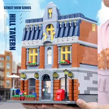 QL0935 Creative Stret view MOC The Hill Tavern Set Modular Building Blocks 1367pcs Bricks Children Toys Gifts For Child