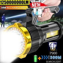 

300W High Power Led Spotlight Floodlight Searchlight 3 in 1 With Side Light Power Display Camp Lamp Modes Portable Flashlight