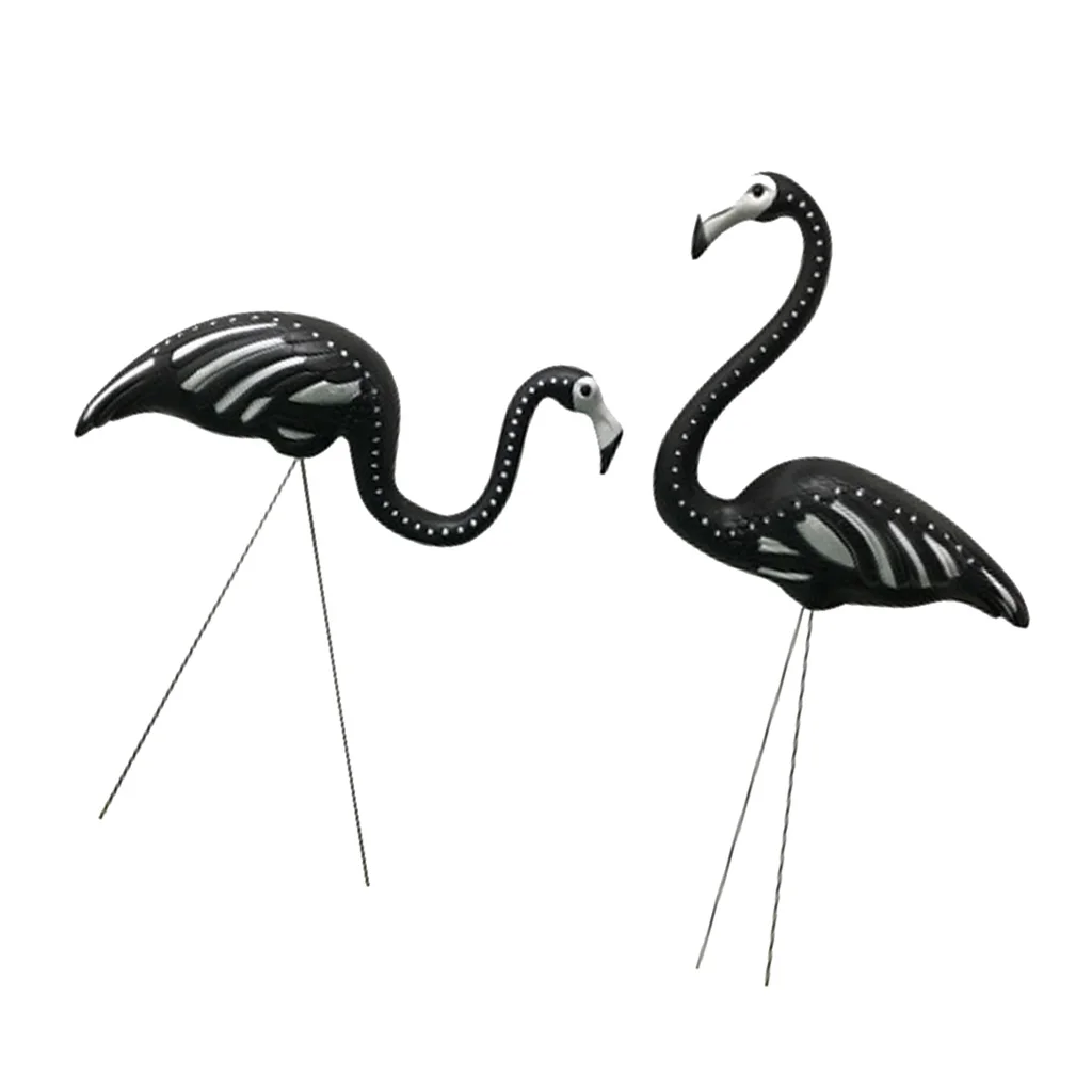 Черный скелет фламинго газон сад вечерние украшения(1-Pack of 2
