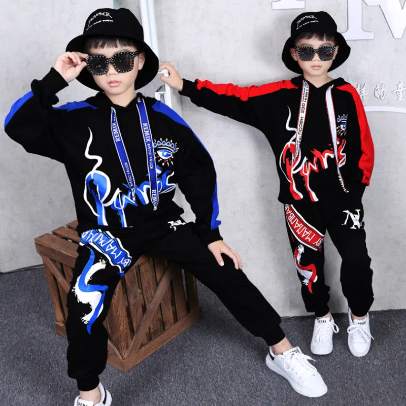 

Kids Clothes Boys Set Kids Suit Boys 2019 Autumn Outfit Suits Hip Hop 2Piece Sets Unisex Cotton Red Blue Parkour Boy Clothing
