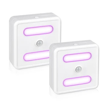 

2pcs LED Night Light UV Germicidal Lamp Sensor Toilet Cabinet Lights With USB Charger Suitable For Kitchen Bathroom Battery