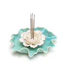 Skyblue лотоса керамическая подставка для благовоний горелка буддизм ладан держатель портативный фарфор кадило-ароматерапия принадлежности, домашний декор