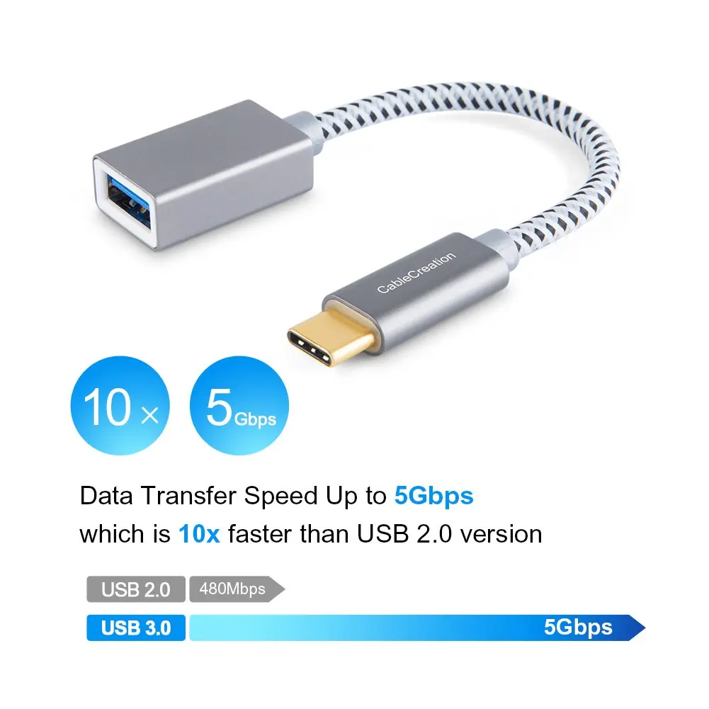USB C к USB адаптеру, USB-C к USB-A 3,0 Женский адаптер OTG(on-The-go) кабель, совместимый с новым MacBook(Pro), Dell XPS 13/15