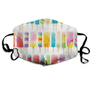 

Watercolor Popsicles Washeable Reusable Mouth Mask Cotton Anti Dust Half Face Mouth Mask for Men Women Dustproof With Adjustable