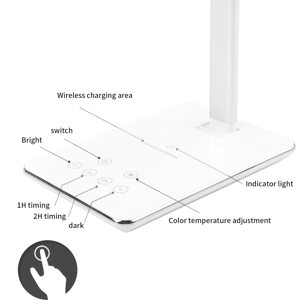 Светодиодный настольный светильник 2 в 1 QI Беспроводная зарядка креативный Многофункциональный светильник для чтения с зарядкой мобильного телефона