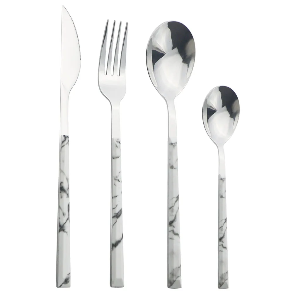 4Pcs/5Pcs Wooden Handle Cutlery Set Stainless Steel Knife Fork Dinnerware Set Coffee Tea Spoon Kitchen Silverware Tableware Set