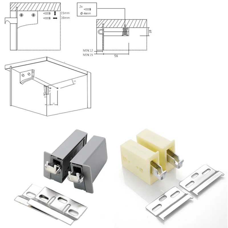 Armário Pendurado Acessórios Fixos Montagem na Parede Suporte de Suporte Fixo Pesado Invisível Conector Gabinete Móveis Ferragem 2pc